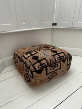 Vintage Kilim Floor Cushion Pouf - Ottoman - Moroccan Handwoven - Authentic