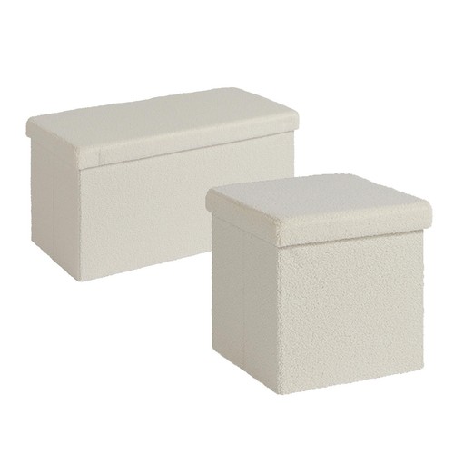 Folding ottoman cream - ottoman, boucle