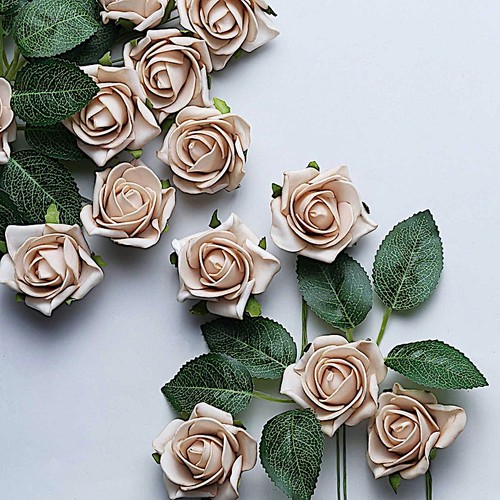 Champagne mini foam rose - 2",