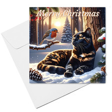 Cat Christmas Card  (15cm x