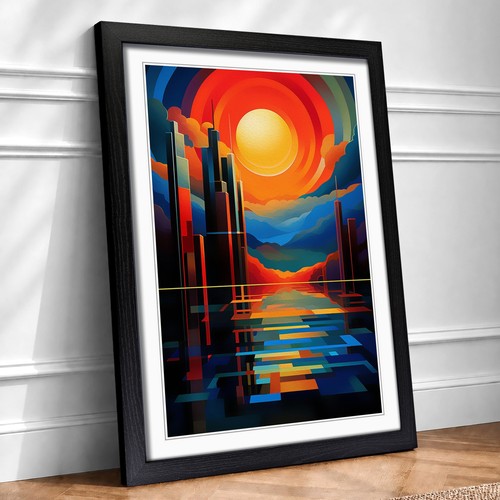 Art deco sunset orphism framed - orphism,