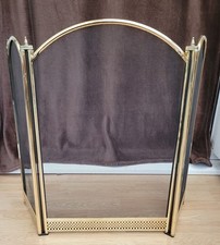 Vintage Gold Brass Effect Mesh 3 Panel Folding Fire Guard Screen 