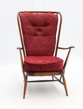 Ercol Windsor Evergreen Easy Chair Golden Dawn 835 Dark Red Upholstery VGC