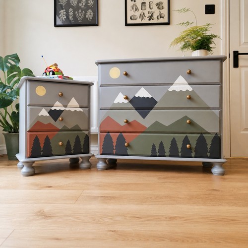 Hand painted mountain nursery - hand,