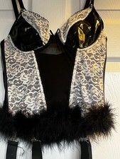 New. Black PVC And White Lace Basque. Size 8-10