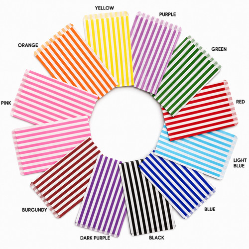 100x striped sweet paper - striped, bags