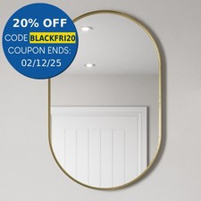 500 x 800mm Brushed Brass Wall Mounted Oval Design Framed Mirror Modern Bathroom