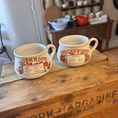 Vintage pair large soup bowls - vintage,