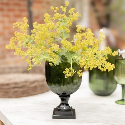 Emerald glass hurricane vase - glass,