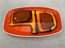 Retro Orange Poole Pottery Tray, Pin Dish Delphis Shape 361 Carol Cutler