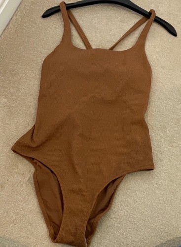 Brown ribbed one piece - m&s,