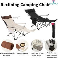 Folding Camping Chairs Reclining Adjustable with Detachable Footrest & Pillow UK