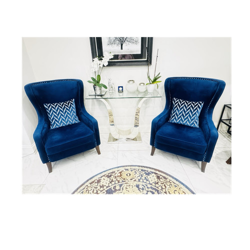 Blue velvet accent - accent, chairs