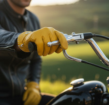 Classic Retro Motorcycle Leather Gloves Soft Vintage Old Chopper Bobber Garage