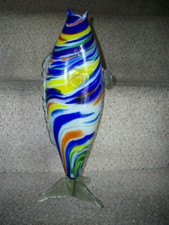 Vintage Murano Multi Coloured Glass Upright Or Lay down Flat Fish 36cm   (wb3)