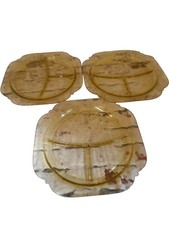 Glass Snack Plates Set Vintage Yellow Divided Design Retro Dinner