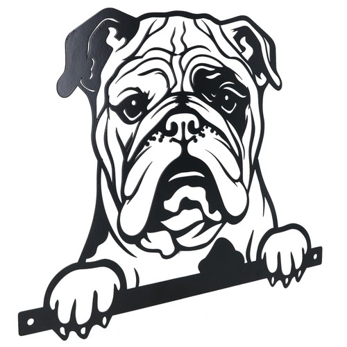 Black metal peeking bulldog - black,