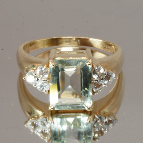 9ct yellow gold aqua statement - gold,