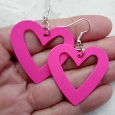 Big Heart Earrings hot pink