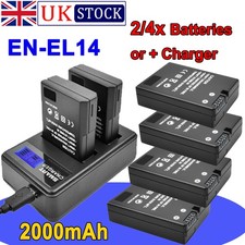 2 Pcs EN-EL14 Battery For Nikon P7000 P7100 P7700 D5200 D3100 D3200 /Charger