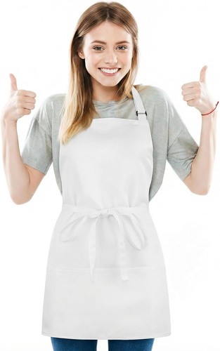 White black apron for women - white,
