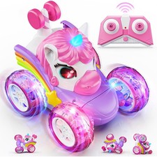 Remote Control Car Unicorn Toys for Girls, Pink 360° Rotating 4WD Stunt RC Cars