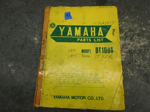 Yamaha dt100a parts - , list