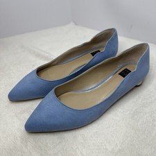 White House Black Market Suede Bellamy Metal Heel Flat Size 6.5 Blue