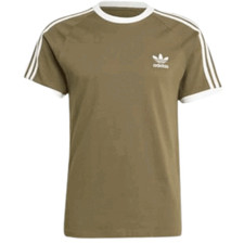 Adidas Women 3 Stripes Tee T-shirt Short Sleeve Olive Ladies RRP £29.99