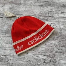 Vintage 70s Adidas trefoil Beanie Hat made in West Germany bobble Knitted Rare