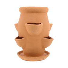 Brown Ceramic Terracotta Strawberry Planter Flower Pot Rustic Flower Pot Vintage