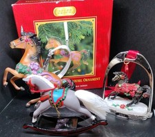Breyer Porcelain Peppermint Twist, Stirrup Ornament and 1993 Rocking Horse