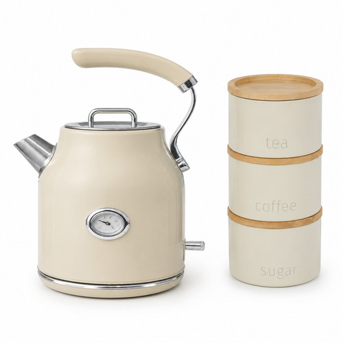 Cream retro kettle - retro, tea
