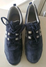 Hotter Leanne Size 7 Std Navy Suede Leather Lace Up Trainers