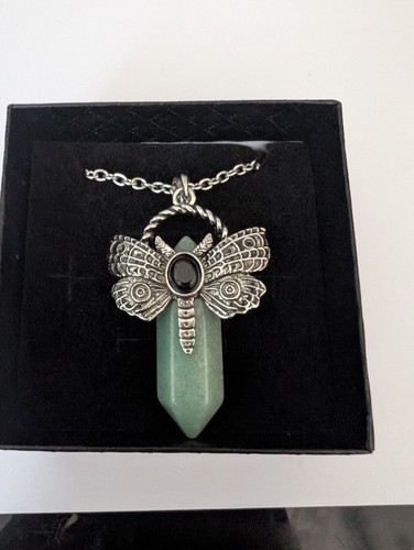 Chunky gothic moth necklace - chunky,