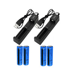 4pcs 3000mAh 18650 Rechargeable Batteries+2x USB Battery Charger Set Flashlight