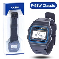 Casio Classic Digital Watch F91 Water Splush F91 Look with Resin Strap uk