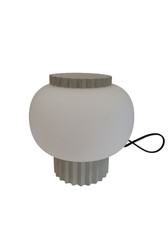 Doric Modern Grey and White Table Lamp with Ribbed Base - Soft Glow Light