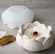 Lotus Flower Silicone Mold DIY Candle Holder Resin Cement Clay Mould Craft Tool
