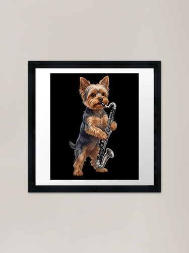 Yorkshire terrier playing bass - playing,