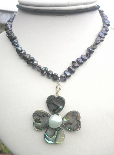 Clover abalone pendant - clover,