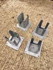 Heavy Duty Silver Powder Coated Galvanised Bolt Down Pergola/Fence Post Bracket.