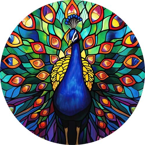 Stained glass peacock wall - stained, art