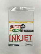 10 Premium Transparent / Clear A4 Self Adhesive Inkjet Printable Sticker Sheets