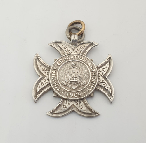 Sterling silver fob medal - silver,