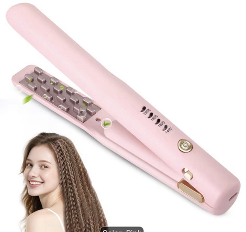 Pink cordless hair crimper - pink,