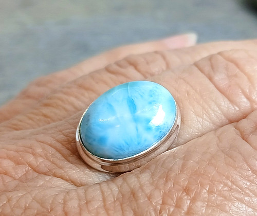 925 silver blue larimar ring - silver,