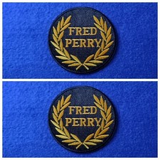 A Pair Of Black Fred Perry Mod Culture Way Of Life Patches Sew / Iron On Badges