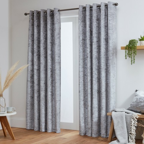 Crushed velvet curtains pair - crushed,