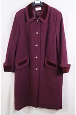 Eastex Womens Plum 100% Wool Coat Size 18 Velvet Trim Smart Overcoat r1625